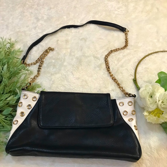 Charming Charlie Black and White Chain Strap Purse